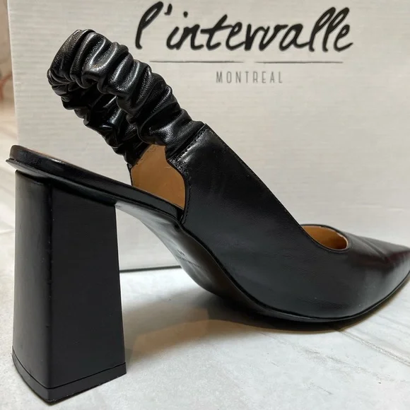 L’INTERVALLE | LUCILLE LEATHER HEEL | BLACK | SIZE 10 - Picture 4 of 10